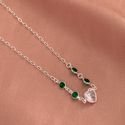 Choker Coração Cristal e Zirconia Redonda Verde 2,9gr Prata 925