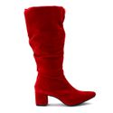 Botas Femininas Cano Enrugado Lirom Cano Alto Camurçada Vermelha