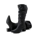 Botas Femininas Cano Enrugado Lirom Cano Alto Napa Preta