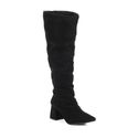 Bota Feminina Montaria Cano Longo Enrugada Camurça Preta