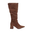 Bota Feminina Montaria Enrugada Camurça Caramelo