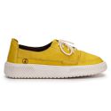 Tênis Zoe Em Couro Citrino Com Cadarço e Sola Off White
