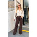 Calça Marrom Pantalona Sarja