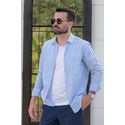 Camisa Stefano Cambraia Listras Azul