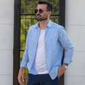 Camisa Stefano Cambraia Listras Azul