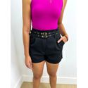 Short Alfaiataria Cinto Duplo Preto