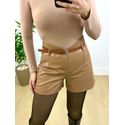 Short Couro Fake Madrid Bege