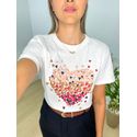 T-shirt Mini Corações 100% Algodão Off White