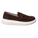 Sapato Loafer Guitte Slip On Marrom Couro Legítimo Camurça