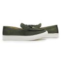Sapato Loafer Guitte Bambulim Oliva Couro Legítimo Camurça