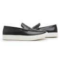 Sapato Loafer Guitte Gravata Preto Couro Legítimo