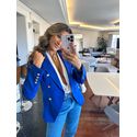 Blazer Inspiração Balmain Azul Bic