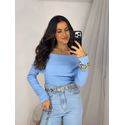 Blusa Ombro a Ombro Azul Bebe Bourn