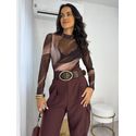 Body Tule Mescla Marrom Diner