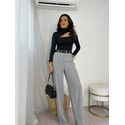 Calça Alfaiataria Wide Leg Cinza Juma
