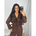 Blusa Plissada Marrom Vana