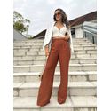 Calça Wide Leg Marrom Rebeca