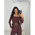 Blusa Marrom Ombro a Ombro Santes