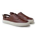 Mule com Fecho Masculino Connect em Couro - Brown