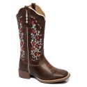 Bota Texana Hopper Rosas em Couro