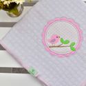 Manta Bebê Piquet Passarinho Moldura Rosa