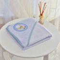 Toalha Bebê Quadrada Com Forro e Capuz Carneirinho Moldura Azul
