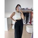 Cropped Regata liso básico dia a dia Canelado- Branco
