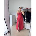 Vestido Longo lastex busto-Vermelho