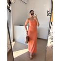 Vestido Longo em Linho Laranja