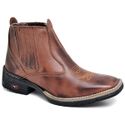 Bota Masculina Botina Texana Country Bico Quadrado Couro Legítimo Cano Curto Pinhao