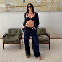 Calça pantalona Zaya linho Petróleo Trituê 