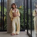 Calça pantalona Zaya linho baunilha Trituê 