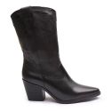 Bota Andria Western Em Couro Preto