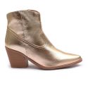 Bota Brescia Western Em Couro Metalizado Ouro