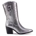 Bota Andria Western Em Couro Prata