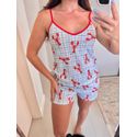 Pijama Feminino Curto Alcinha Lagosta