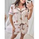 Pijama Feminino Americano Curto Ursos Poás