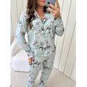 Pijama Feminino Americano Longo Cavalos Vintage