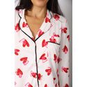 PRÉ-VENDA Pijama Feminino Americano Longo Coração Duplo
