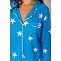 Pijama Feminino Americano Longo Estrelas Azul