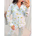 Pijama Feminino Americano Longo Listrado Limão