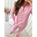Pijama Feminino Americano Longo Xadrez Branco e Rosa