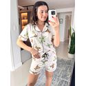 Pijama Feminino Americano Curto Ursos Verde