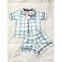 Pijama Americano Curto Infantil Xadrez Azul