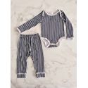 Pijama Conjunto Bebê Body e Calça Listrado Marinho