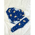 Body Bebê Pijama Ursos Estrelas