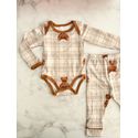 Conjunto Pijama Bebê Body e Calça Ursos Xadrez