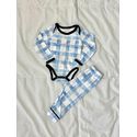 Body Bebê Pijama Xadrez Azul