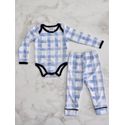 Conjunto Pijama Bebê Body e Calça Xadrez Azul