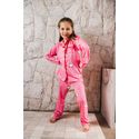 Pijama Infantil Americano Longo Rosa Corações